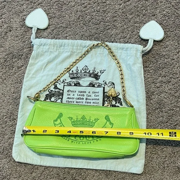 Juicy Couture Y2K VINTAGE Neon Green small bag with Gold Chain